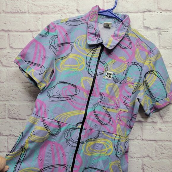 Lucy & Yak Scribbled Floral Ragan Jumpsuit Size 8 Boilersuit Organic Cotton - Picture 5 of 9